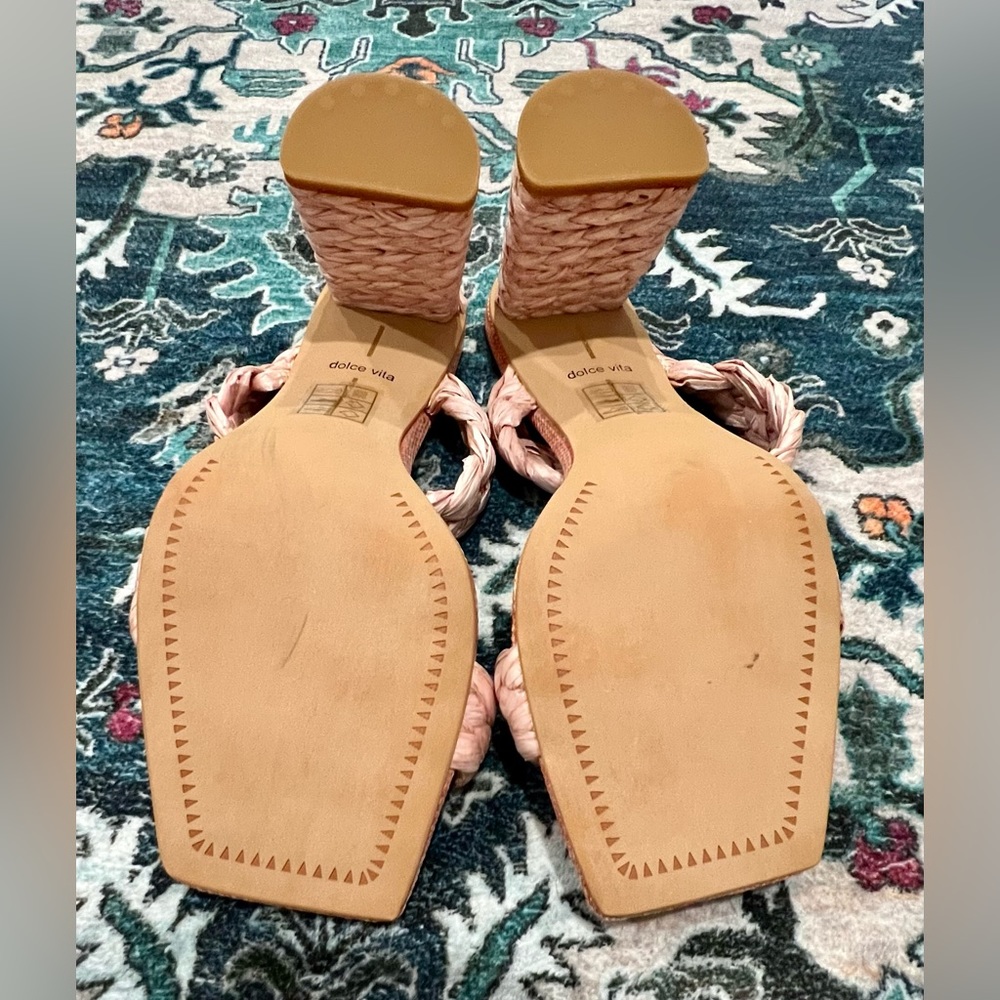 Dolce Vita Pink Braided Strap Heeled Sandals - Picture 6 of 6